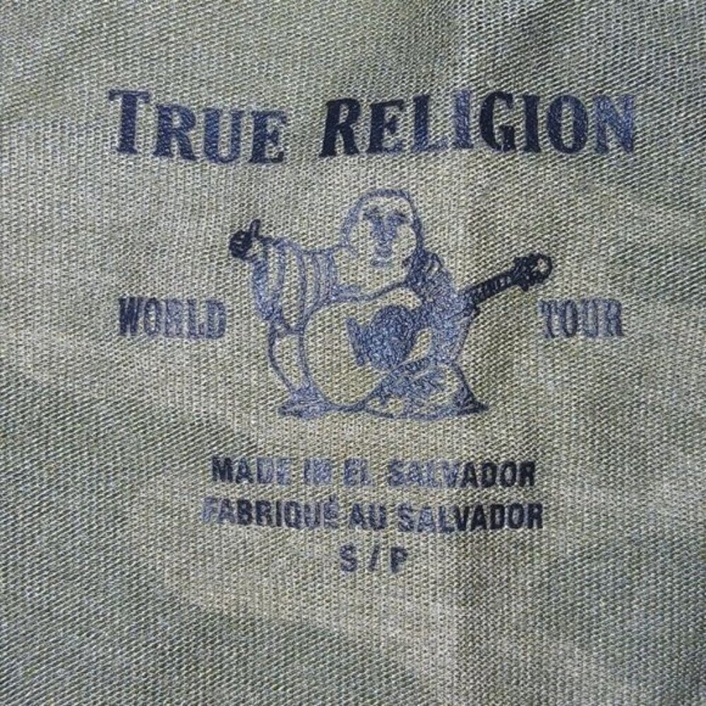 True Religion Green Camo Scoop Neck Muscle Tee - Picture 4 of 5